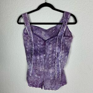 Vintage Purple Bustier Top with lace hand dyed excellent vintage condition